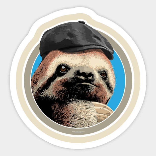 Sloth (in Baker Boy hat) Sticker by eBrushDesign